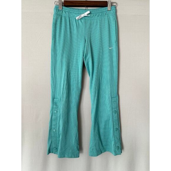 Vintage Y2K Nike Teal Mesh Sweatpants Womens XS Low Rise Button Legs - Picture 2 of 6